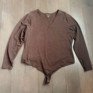 Banana Republic Factory Deep Brown V-Neck Body Suit
